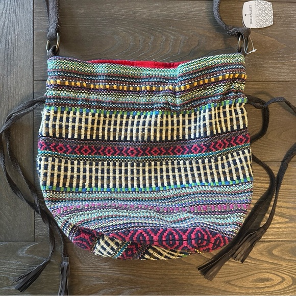 Cost Plus World Market Red and Green Crossbody Bag with Boho-Chic Design - Picture 10 of 14